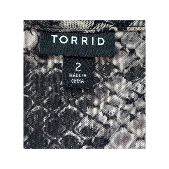 Torrid Babydoll Top Size 2X Animal Print Y2k Gothic Boho Whimsygoth Black Mesh - Picture 5 of 9